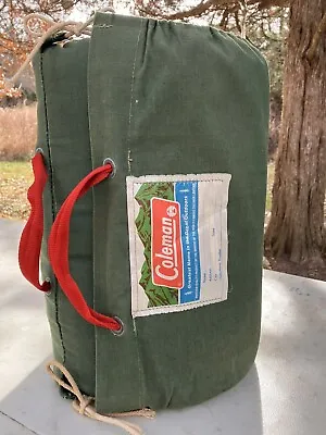 Vintage Coleman Sleeping Bag Cotton 32x72” Green Flying Ducks Red Sun Camping • $84.99