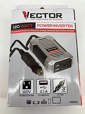 Vector Power Inverter 120 Watt 2.1 A Dual USB Ports 1-120V AC PORT • $14.99