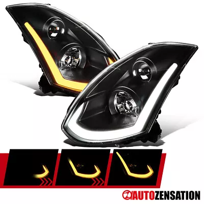 Black Fits 2003-2007 Infiniti G35 Coupe HID Type LED Strip Projector Headlights • $389.99