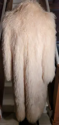 True Vintage Real White Mongolian Lamb Full Length Fur Coat - Pristine Condition • $500
