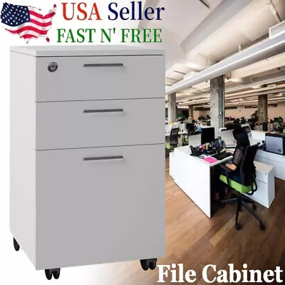 3 Drawers Chest Mobile File Cabinet With Wheels Home Office Storage File Cabinet • $85.99