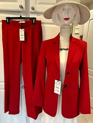 New W Tags Zara  Gorgeous Red Women  2 Piece Suit Set Size: Pants:s/jacket: Xs • $135