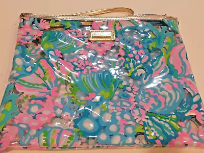 Lilly Pulitzer Size M Clear Plastic Vinyl Multicolor Makeup Keys Beach Bag BNWOT • $24.99