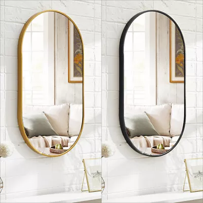 £32.94 • Buy Modern Oval Mirror Wall Mount Glass Vanity Makeup Bathroom Metal Frame Decor UK
