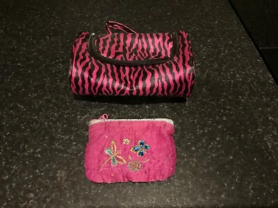 Monsoon Accessorize Zip Up Purse & Cerise Pink + Black Make Up Bag • £4.50