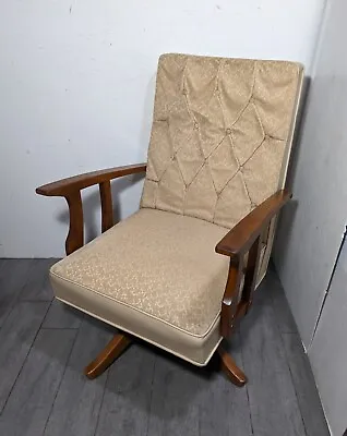 Vintage Mid Century Modern Spring Rocker Swivel Rocking Chair Walnut Wood • $405