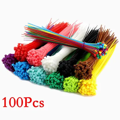 100Pcs Colored Cables Zip Ties Self-Locking Wire Cable Ties Plastic Nylon Wraps • $6.44