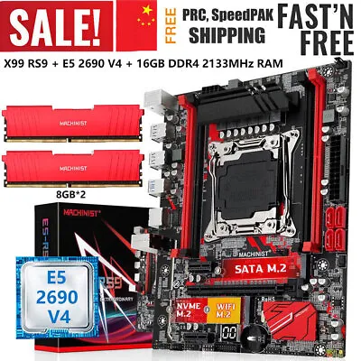 X99 RS9 Motherboard + Xeon E5 2690 V4 LGA 2011-v3 16G DDR4 2133MHz RAM Combo Kit • $169.99