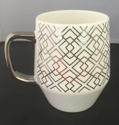 Edible Arrangements Geometric Pattern Silver Painted Handle Ceramic Mug  25oz  • £21.68