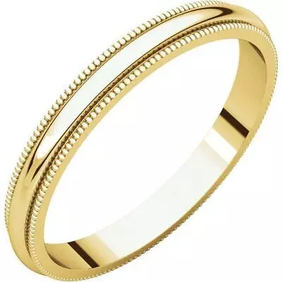 2.5mm 14K Solid Yellow Gold Milgrain Comfort Fit Wedding Band Size 4.75 • $110