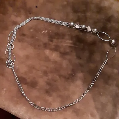 Long Silver Tone Chain Adjustable Unusual Personal Jewellery? Belt? • £0.99