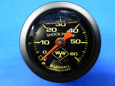 Marshall Gauge 0-60 Psi Fuel Pressure Oil Pressure 1.5  Midnight Black Liquid • $24.73