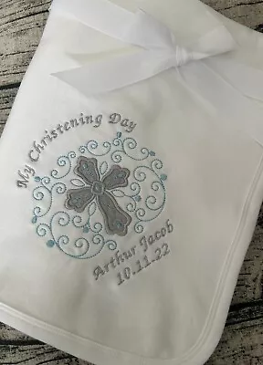 Christening / Baptism Day Baby Shawl/blanket Personalised • £12.95