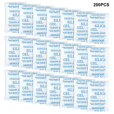 200pcs 1g Silica Gel Desiccant Dehumidifier Sachet Closet Home For Food Storage • £8.15