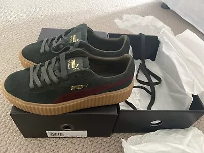 $170 • Buy Puma Fenty By Rhianna Size US 8 Suede Creepers Green Bordeaux Shoes Bnib