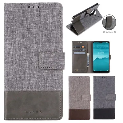 For Nokia X10 X20 5.3 C1/2.2/2.3/4.2/6.2/7.1 Luxury Canvas Leather Wallet Case • $14.89