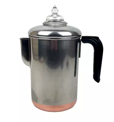 Vintage Pre 1968 Revere Ware Coffee Percolator 1801 Copper Clad Bottom 6-8 Cup • $74.95