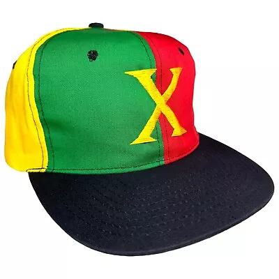 Vintage 90s Malcolm X Snapback Hat Cap Rasta Colors - Nissin Tag - Black History • $50