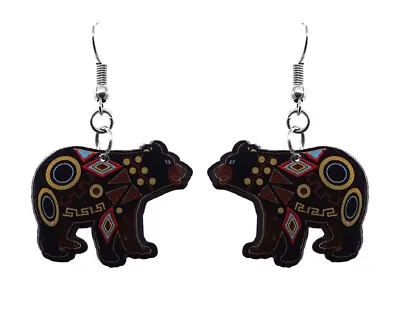 Tribal Black Bear Earrings Spirit Animal Art Handmade Native Forest Boho Jewelry • $13.99