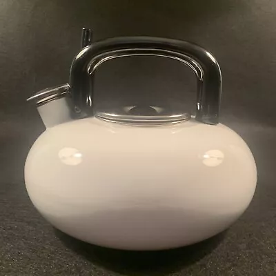 Copco Whistling Kettle Sam Liebowitz White Enamel On Metal 8 Cup Japan • $50