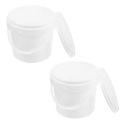 White Plastic Bucket With Handle Lid For Paint Toys And Fish - 2L (2pcs)-JM • £10.25