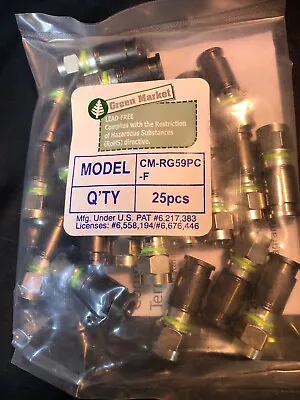 Compression Connector For Coax *25 Pieces Per Pack CM-RG59PC-F ConnecTec New! • $13.05