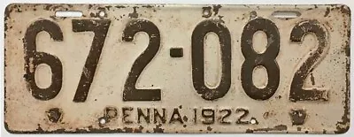 Pennsylvania 1922 License Plate 672-082 Original Paint • $39.95
