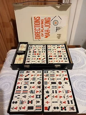 Vintage Dragon Mah-Jong Set. Complete In Original Black Vinyl Case With Booklet. • £28