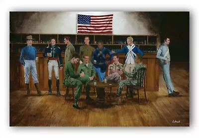 U.S. American Veterans Army Patriotic Original Art Acrylic Painting 31  X 46  • $500