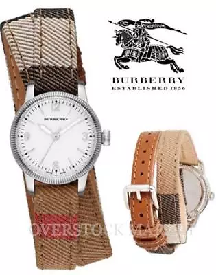New! Burberry The Utilitarian White Dial Burberry Check Canvas Watch! Bu7849 • $200