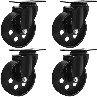 FactorDuty 4 All Black Metal Swivel Plate Caster Wheels Heavy Duty High-gauge 4  • $44.40