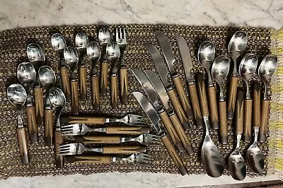 Lot 31 Pcs TIGERS EYE Touchstone Denby 6 Knives 6 Forks 18 Spoons 1 Serv Spoon • $149