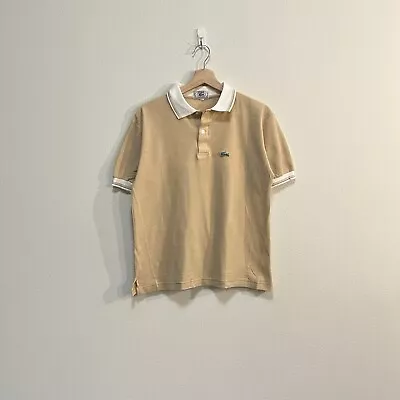 Vintage Izod Lacoste Alligator 80s Polo Short Sleeve Shirt Size Large Tan 70s • $24