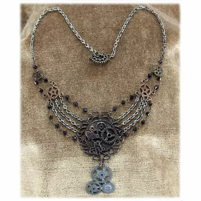 Steampunk Necklace Delicate Multi Gear & Bead Design Victorian Costume Necklace • $14.98