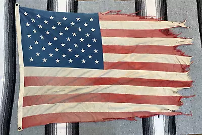 Lot Of 2 Vintage Old Heavily Distressed 50 Star US Flag Battle Worn Look Flown • $80