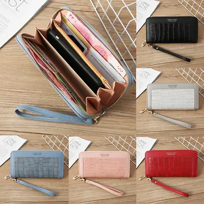 $9.99 • Buy Wallet For Women Long Clutch Leather Wallet Phone Bag Handbag Card Holder Purse
