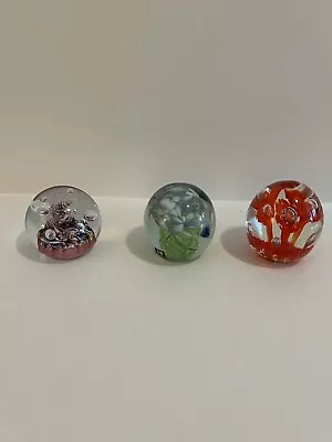 3 Paperweights Handblown 1 Signed Caithness Myriad 1 Kerry Glass 1 Unsigned • $25
