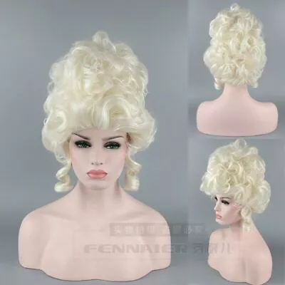 Marie Antoinette White Queen Noble Updo Vintage Wig Wig Lock Retro Ball White • £21.98