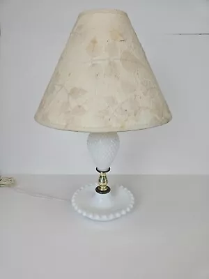 Vintage Retro White Milk Glass Hobnail Vanity Night Table Desk Boudoir Lamp • $19.99