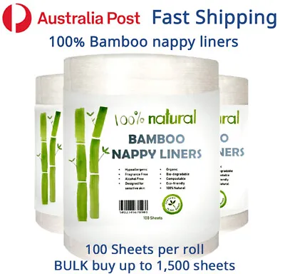 $99 • Buy 100% BAMBOO Nappy Liners For Modern Cloth Nappies MCN Liner ECO Friendly Baby