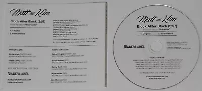 Matt And Kim - Block After Block   - Original 2010 U.S. Promo Cd • $9.98