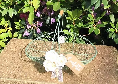 £23.99 • Buy Wedding Confetti Basket Sage Green Wire New Gisella Graham