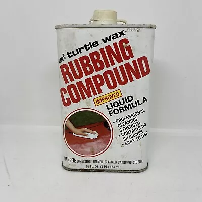 Vintage 1990 Turtle Wax Liquid Rubbing Compound Empty Pint Can • $11.11