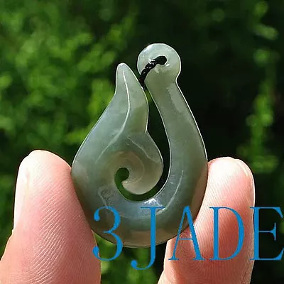 New Zealand Maori Fish Hook Hei Jade Nephrite Pendant • $19.99