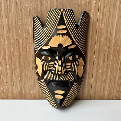 Vintage Aztec Mayan Hand-Carved And Painted Wood Mask - Tribal Folk Art • $36