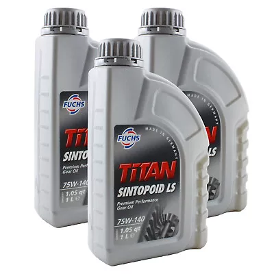 Fuchs 3 Liter TITAN SINTOPOID LS SAE 75W-140 Limited Slip Gear Oil 3 X 1L • $57.95