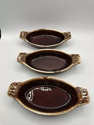 3 Vintage McCoy Brown Drip Au GRATIN Dish 7032 • $25.99