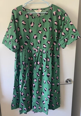 $60 • Buy Gorman Green & Pink Leopard Print Smock Dress, Size 14 