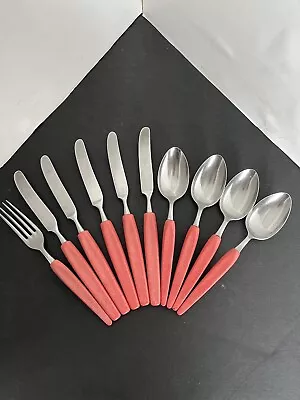 10 Pc. Vtg Mid-century Branchell Pink Silverware Flatware MCM  Melmac • $50