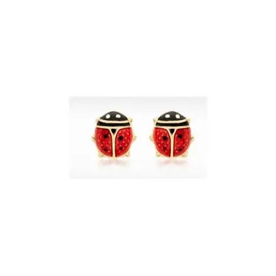 9ct Yellow Gold Child's Mini Enamel Ladybird Stud Earrings • £35.20